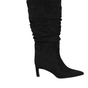 Time and Tru Black Slouch Knee-High Pointed Toe Heel Boot - Women